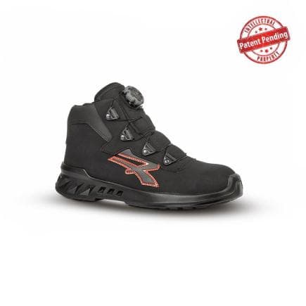 U-POWER RV10324-43 - Chaussures de sécurité hautes BIZET ESD S3S CI FO SR, Noir/Rouge