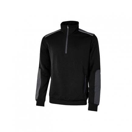 U-POWER EY142BC-M - Sweat semi-zippé brossé Cushy Black Carbon