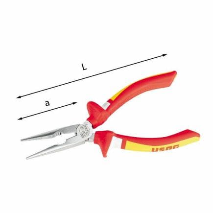 USAG U00812160 - Pinces isolées avec mâchoires très longues et droites demi-rondes 1000 V