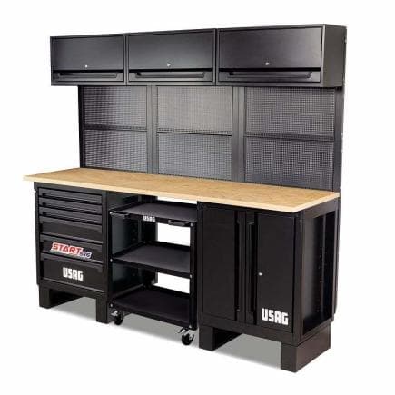 USAG U05160317 - Mobilier d’atelier avec une station de tramway à 3 étagères et un sol en bois