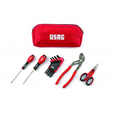 USAG U00070053 - Étui à outils avec tournevis, clés mâles, pince multiprise et ciseaux (13 pièces)