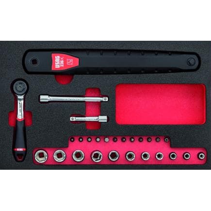 USAG U05190238 - Module en mousse bicolore assorti avec cliquet et embouts (27 pièces)