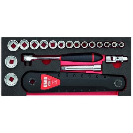 USAG U05190239 - Module en mousse bicolore assorti avec cliquet et rallonges (20 pièces)