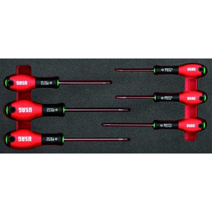 USAG U05190929 - Module en mousse bicolore assorti avec tournevis torx (6 pièces)