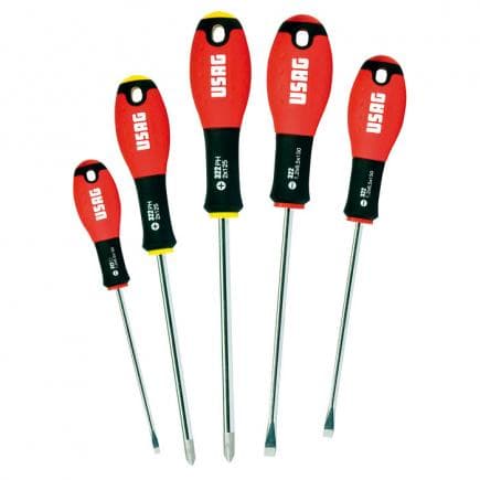 USAG U03220253 - Jeu de 5 tournevis à fente et cruciformes