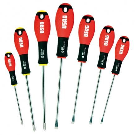 USAG U03220254 - Jeu de 7 tournevis pour vis à fente et cruciformes PHILLIPS®