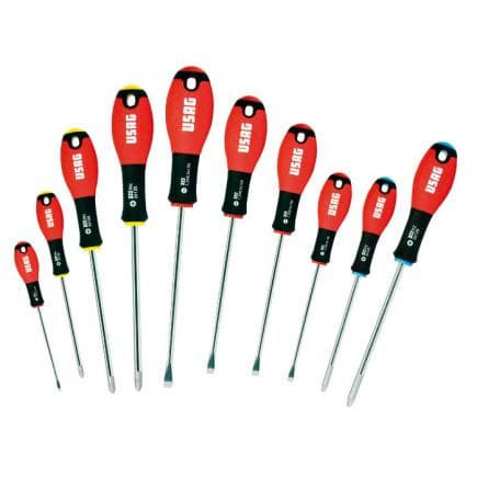 USAG U03220255 - Jeu de 10 tournevis plats et cruciformes