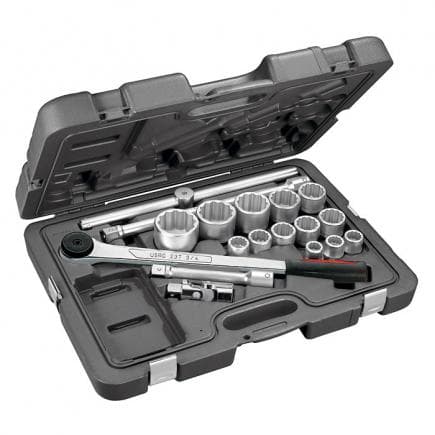 USAG U06050209 - Assortiment de cliquet 3/4'' en coffret ABS avec douilles 12 pans (18 pièces)