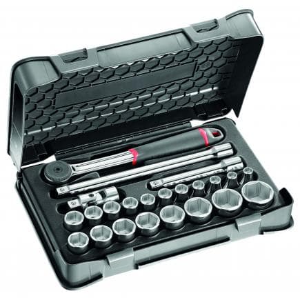 USAG U06070302 - Assortiment de cliquet 1/2'' en coffret ABS avec douilles 6 pans (30 pièces)