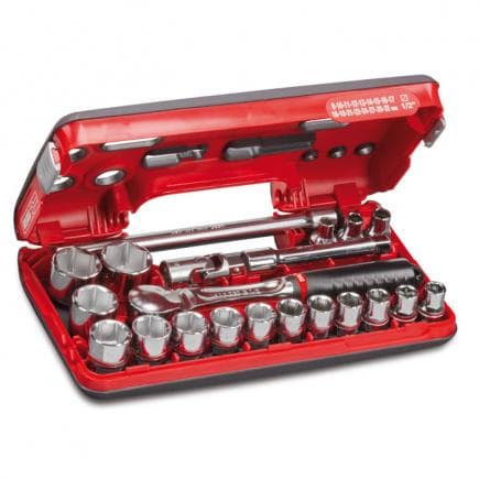 USAG U06090022 - Assortiment de cliquet 1/2'' en coffret bi-matière avec douilles 6 pans (21 pièces)