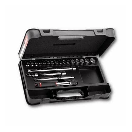 USAG U06060201 - Assortiment de cliquet 3/8'' en coffret bi-matière avec douilles 12 pans (21 pièces)