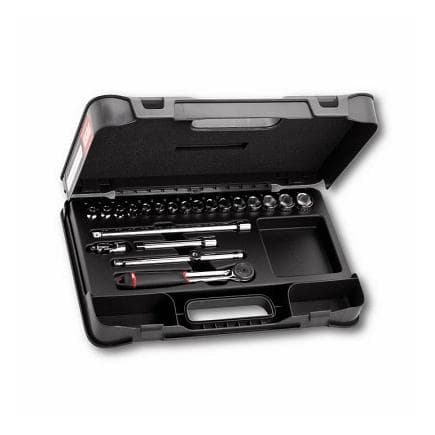 USAG U06060202 - Assortiment de cliquet 3/8'' en coffret bi-matière avec douilles 6 pans (21 pièces)