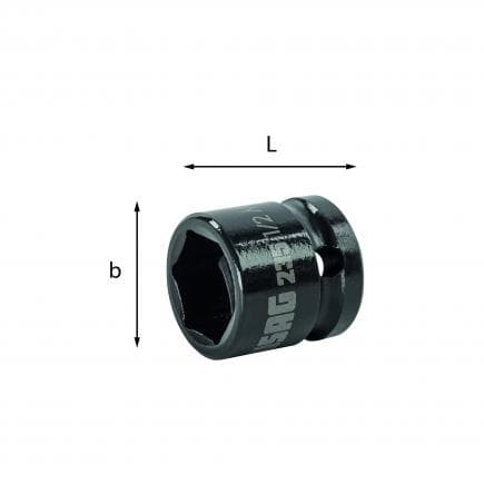 USAG U02350511 - Clés à douille 1/2'' impact, courtes, 6 pans