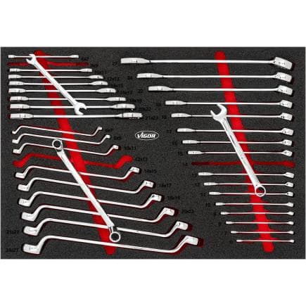 VIGOR V6643N - Jeu de clés dans un insert en mousse souple à 2 composants (36 pièces)
