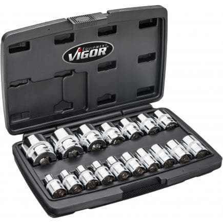 VIGOR V7512/17 - Jeu de douilles 12 pans 1/2" (17 pcs.)