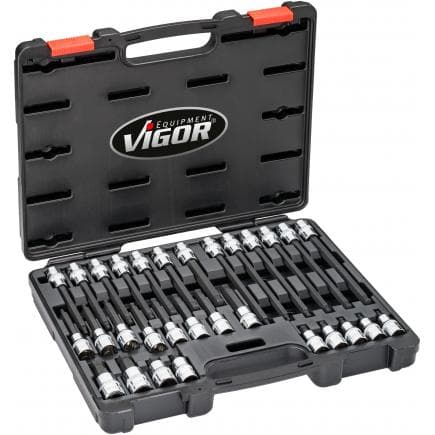 VIGOR V7919 - Jeu de douilles tournevis à tête sphérique 1/2" pour vis à six pans creux (30 pcs.)