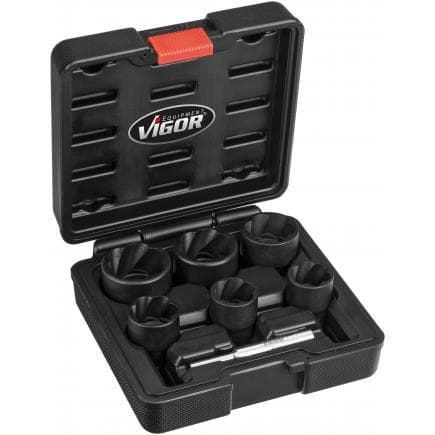 VIGOR V3741 - Jeu de douilles d'extraction 1/2" avec profil en spirale (7 pcs.)