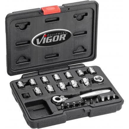 VIGOR V5202 - Jeu de clés à douilles, extra plates (25 pcs.)