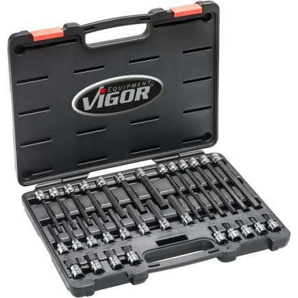 VIGOR V6019 - Jeu de douilles de tournevis 3/8" pour vis à six pans creux (30 pcs.)