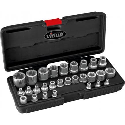VIGOR V2687 - Jeu de douilles TORX® (28 pcs.)