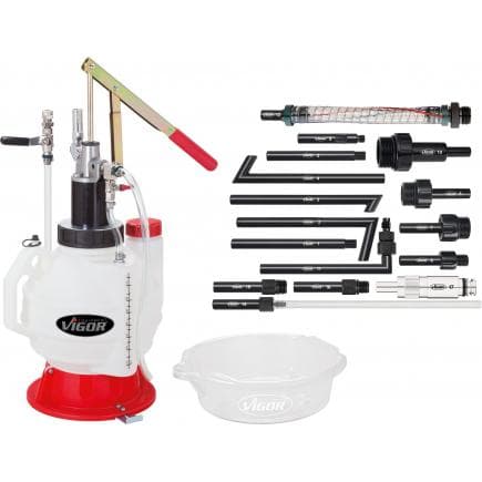 VIGOR V4385N - Appareil de remplissage d'huile avec jeu d'adaptateurs (18 pcs.)