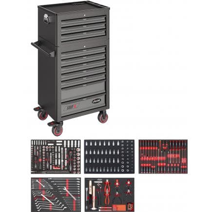 VIGOR V4561 - Servante d'atelier séries L avec assortiment et coffre à tiroirs (344 pcs.)