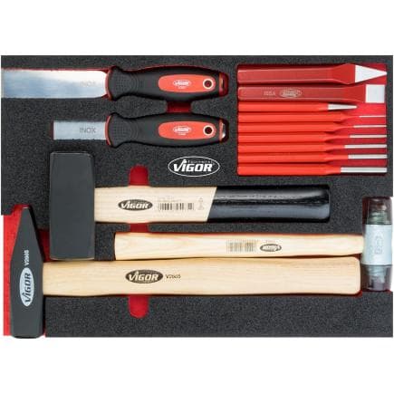 VIGOR V5085 - Jeu de marteaux et de burins (14 pcs.)