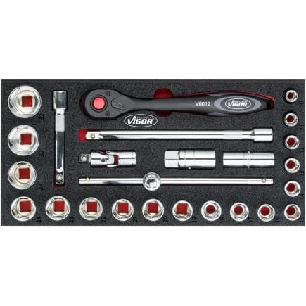 VIGOR V4975 - Jeu d'outils à douilles 1/2" (25 pcs.)