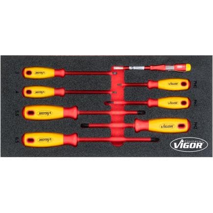 VIGOR V5013 - Jeu de tournevis VDE (8 pcs)