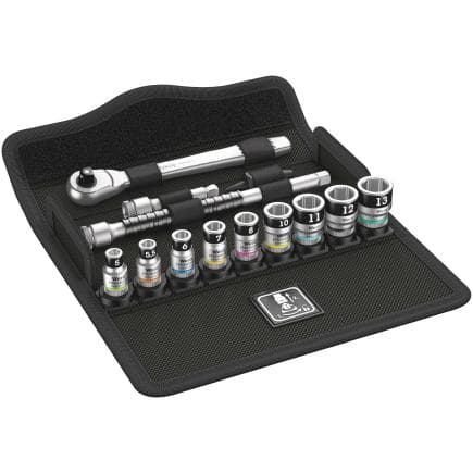 WERA 05003756001 - Jeu cliquet Metal avec levier d'inversion 1/4" and douille métrique (13 pcs.)