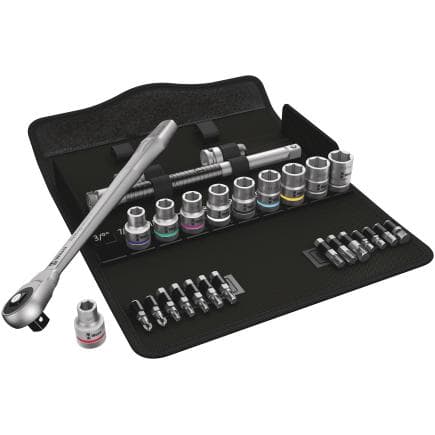 WERA 05004080001 - Jeu cliquet Metal avec carré mâle traversant 1/2" et douille pouces (28 pcs.)