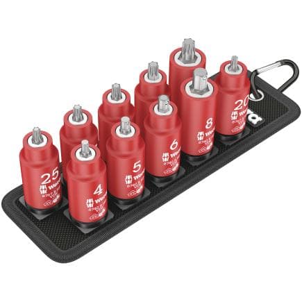 WERA 05004930001 - Jeu de douille-embouts TORX®/vis à six pans creux 3/8" VDE isolées avec fonction de retenue (11 pcs.)