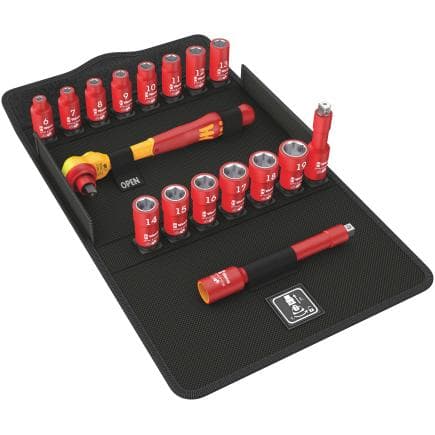 WERA 05004970001 - Jeu cliquet VDE avec levier d'inversion 3/8" et douille métrique (17 pcs.)