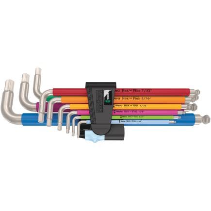 WERA 05022860001 - Jeu de clés mâles coudées multicolour pouces acier inoxydable (9 pcs.)