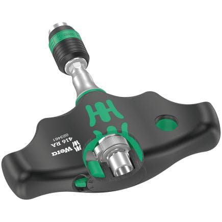 WERA 05023461001 - Manche en T avec fonction cliquet et mandrin à serrage rapide Rapidaptor 1/4"