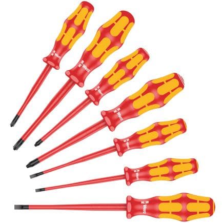 WERA 05135961001 - Jeu de tournevis VDE avec lames à diamètre réduit ainsi qu'à diamètres de manches réduits (7 pcs.)