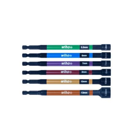 WIHA 47035 - Jeu de clés à douille magnétiques code couleur 150 mm 1/4" ( 6 pcs.)