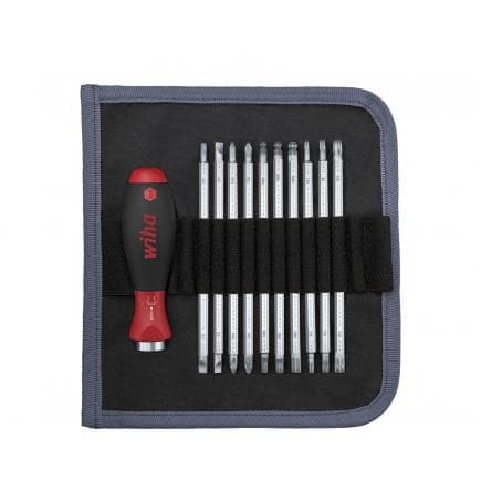 WIHA 03591 - Jeu de tournevis avec 12 lames de rechange SYSTEM 6 assorties avec trousse enroulable