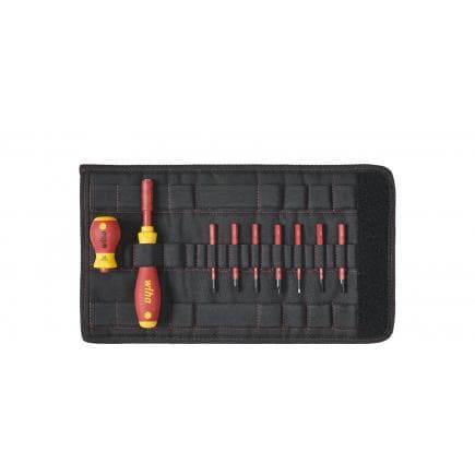 WIHA 41232 - Jeu de tournevis et 10 embouts plats slimVario® 1000V, Phillips et Pozidriv avec trousse pliable