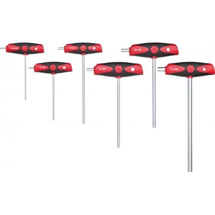 WIHA 26247 - Jeu de clés Allen à manche en T ComfortGrip hexagonale avec lame latérale chrome mat (6 pcs.)