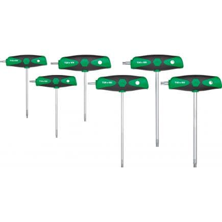 WIHA 26248 - Jeu de clés Allen à manche en T ComfortGrip TORX® avec lame latérale chrome mat (6 pcs.)