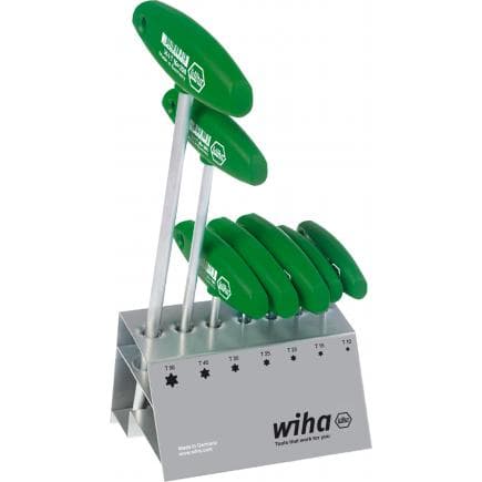 WIHA 01348 - TORX® Jeu de clés Allen à manche en T chrome mat avec support (8 pcs.)