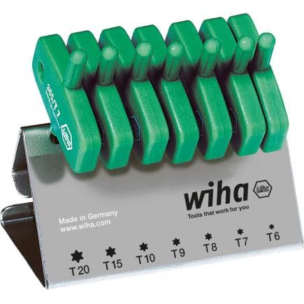 WIHA 25624 - Jeu de clés Allen à manche à clé TORX oxyde noire avec support (8 pcs.)