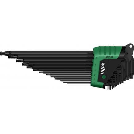 WIHA 36487 - Jeu de clés Allen dans support ErgoStar TORX® avec tête sphérique oxyde noire (14 pcs.)