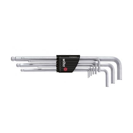 WIHA 01418 - Jeu de clés Allen dans support Compact avec tête sphérique hexagonale chrome mat (10 pcs.)