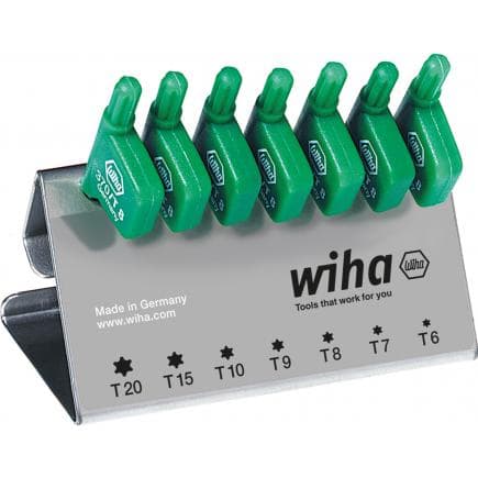 WIHA 25625 - Jeu de clés Allen à manche drapeau TORX oxyde noire avec support (8 pcs.)