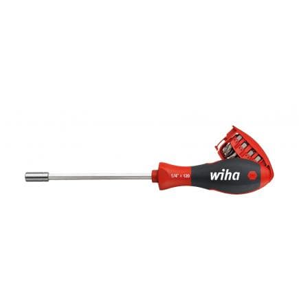 WIHA 32903 - Tournevis avec porte-embout magnétique 1/4" avec 8 embouts fendus et Phillips