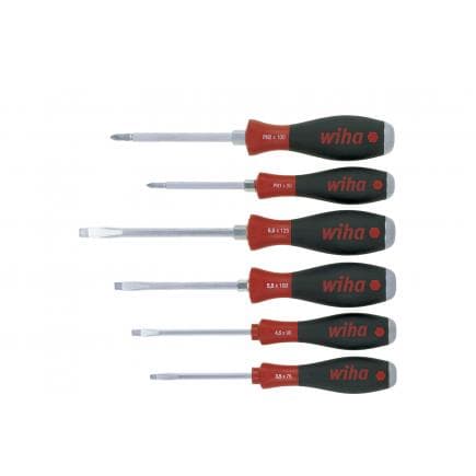 WIHA 21250 - Jeu de tournevis SoftFinish® à fente Phillips avec lame hexagonale continue et cache-vis en acier robuste (6 pcs.)