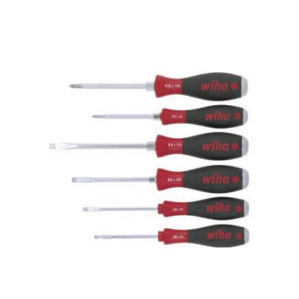 WIHA 21251 - Jeu de tournevis SoftFinish® à fente Pozidriv avec lame hexagonale continue et cache-vis en acier robuste (6 pcs.)