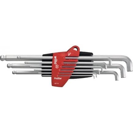 WIHA 35481 - Jeu de clés Allen dans support ProStar avec tête sphérique hexagonale à jambe courte chrome mat sous blister (10 pcs.)